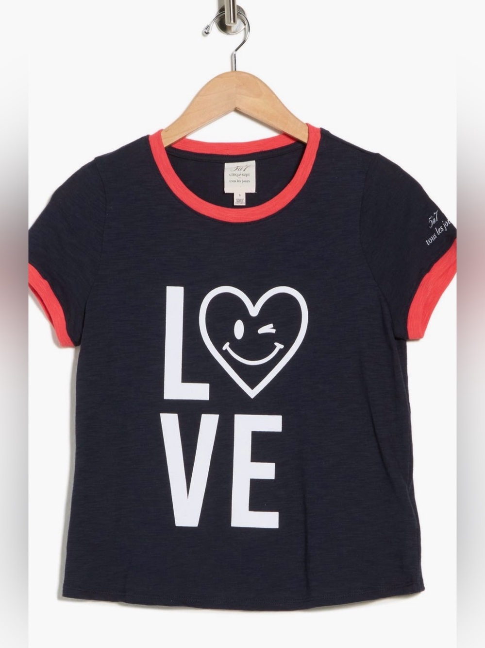 Cinq à Sept Love Smiley Heart Ringer Graphic T-Shirt - Picture 3 of 4